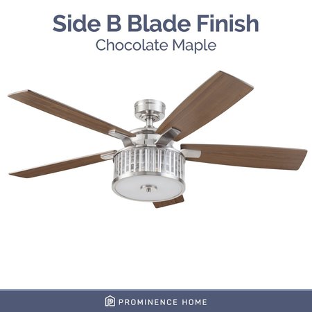 Prominence Home Saphina, 52 in. Ceiling Fan with Light & Remote Control, Brushed Nickel 51677-40